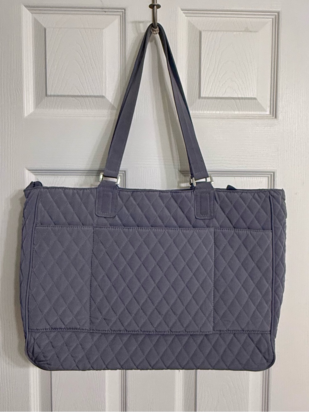 Vera Bradley Quilted Oversized Tote Bag Laptop Travel Overnight Weekend Gray - Picture 4 of 11